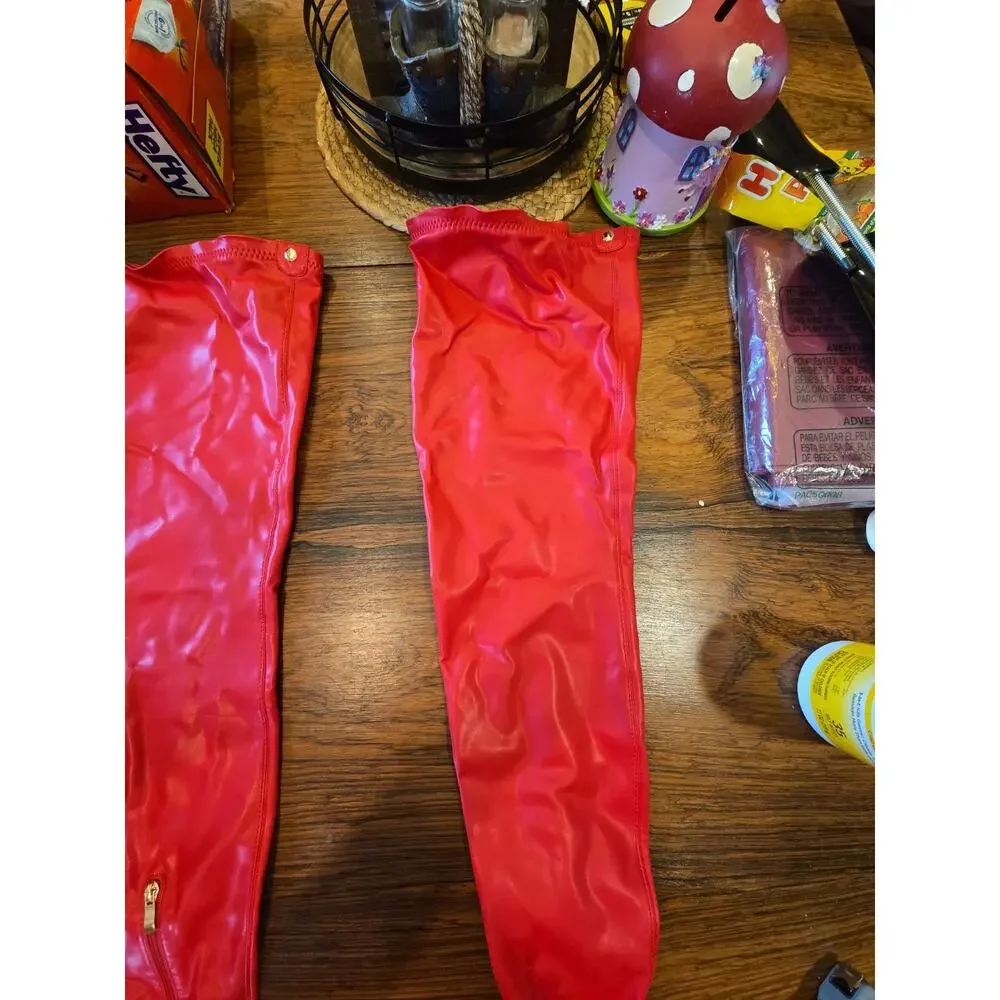 Azalea Wang Red Over Knees Boots Women's Size 8 - Picture 10 of 16
